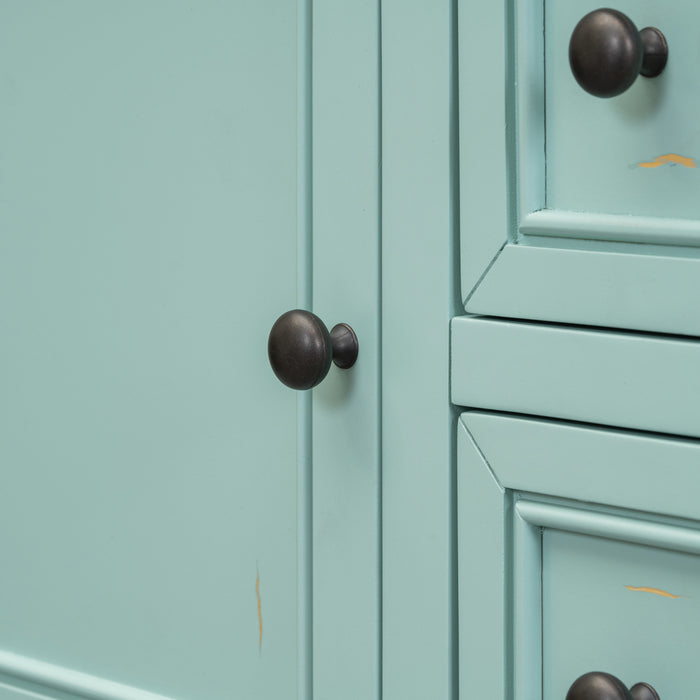 TREXM Cambridge Series  Ample Storage Vintage Console Table with Four Small Drawers and Bottom Shelf for Living Rooms, Entrances and Kitchens (Retro Blue, OLD SKU: WF190263AAC)