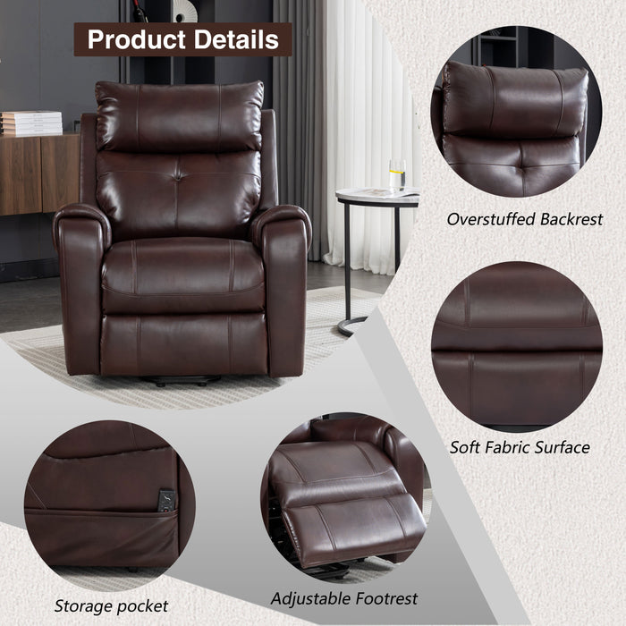 Lehboson Lift Recliner Chair, Electric Power Recliner Chair for Elderly With Eight Points Massage And Heating,( Red Brown)