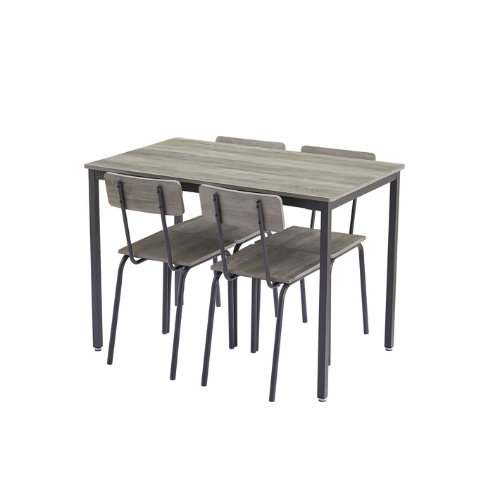 Dining Table Set 5-Piece Dining Chair with Backrest, Industrial style, Sturdy construction. Grey, 43.31'' L x 27.56'' W x 30.32'' H.