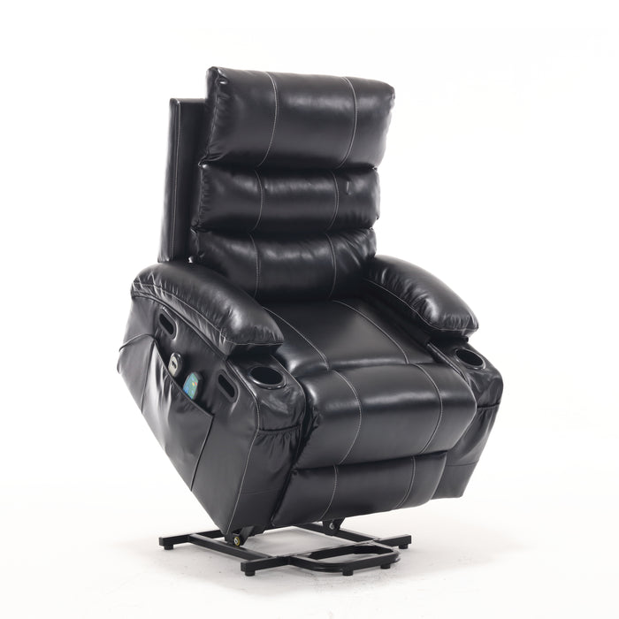 21"seat width,large size Electric Power Lift Recliner Chair Sofa for Elderly, 8 point vibration Massage and lumber heat, Remote Control, Side Pockets and Cup Holders, cozy fabric, overstuffed arm pu