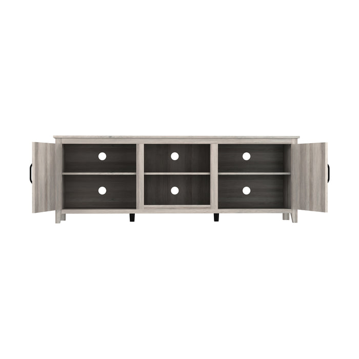 TV Stand Storage Media Console Entertainment Center With Two Doors, Grey Walnut