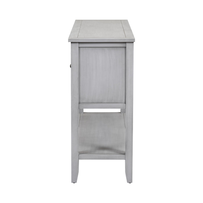 TREXM Cambridge Series  Ample Storage Vintage Console Table with Four Small Drawers and Bottom Shelf for Living Rooms, Entrances and Kitchens (Antique Gray, OLD SKU: WF190263AAE)