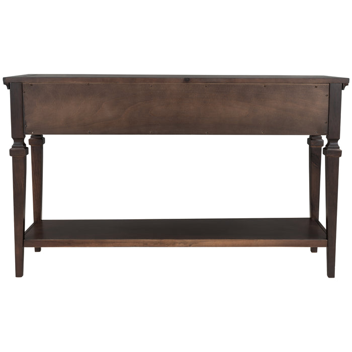 TREXM Classic Retro Style Console Table with Three Top Drawers and Open Style Bottom Shelf, Easy Assembly (Espresso)