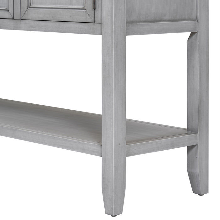 TREXM Cambridge Series  Ample Storage Vintage Console Table with Four Small Drawers and Bottom Shelf for Living Rooms, Entrances and Kitchens (Antique Gray, OLD SKU: WF190263AAE)